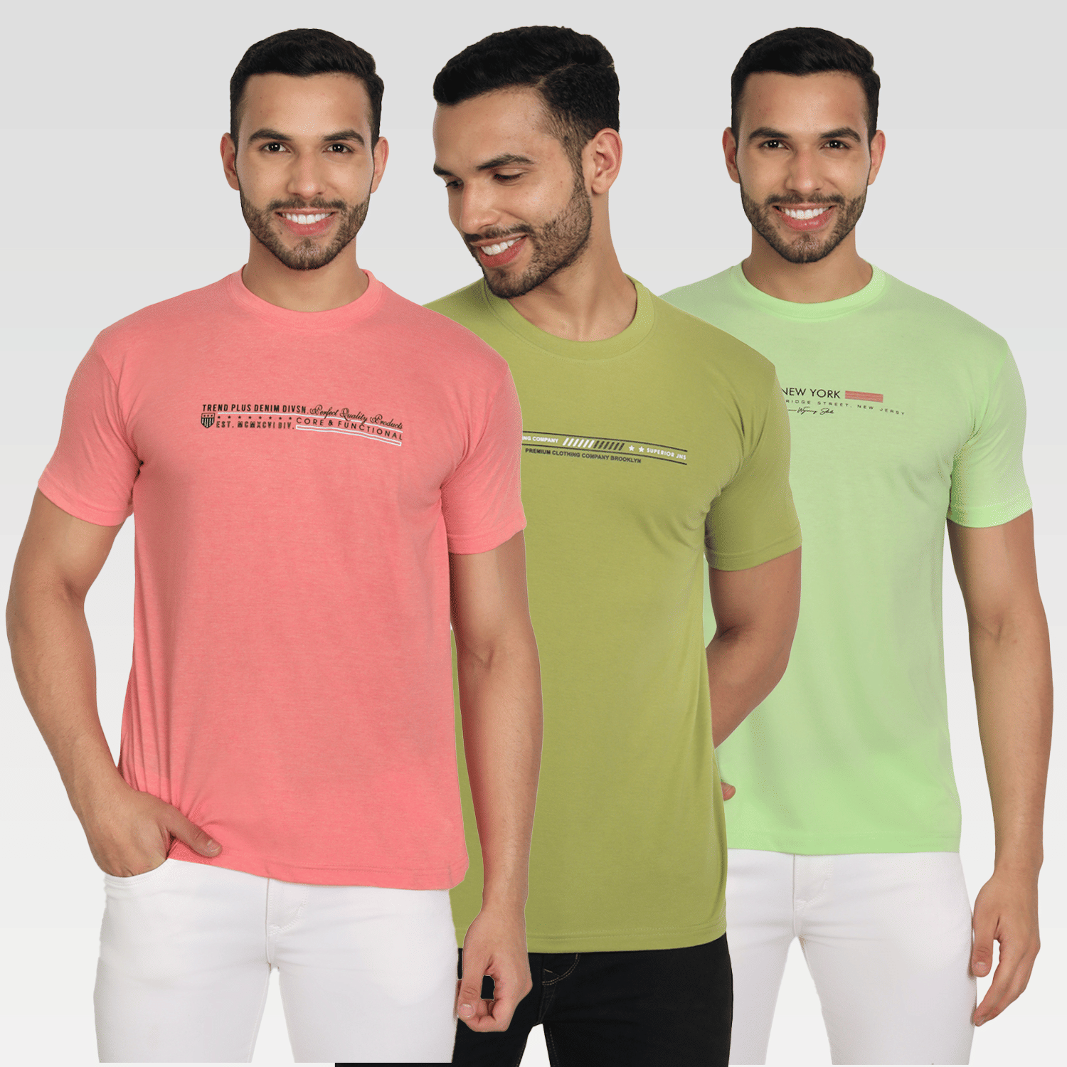     			Zeffit Pack of 3 Cotton Blend Regular Fit Men's T-Shirt ( Multicolor )