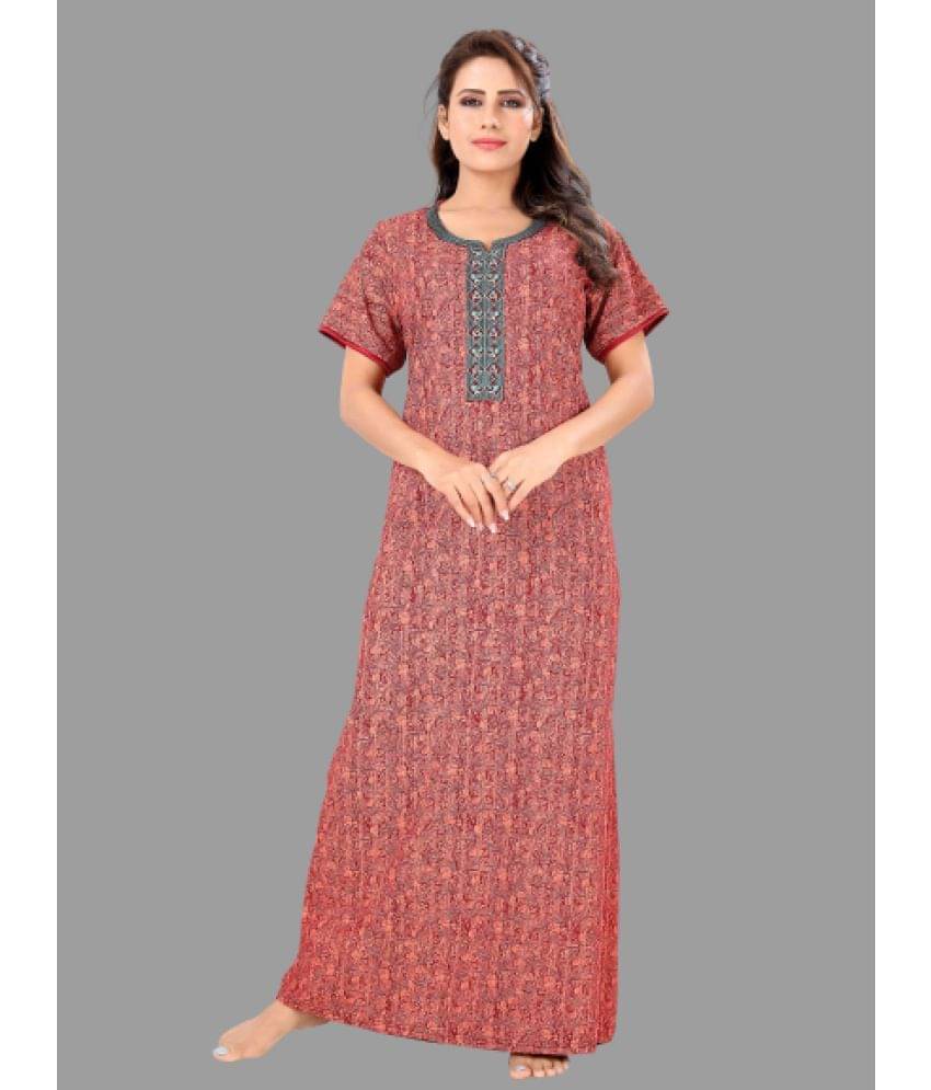 BAILEY SELLS - Red Cotton Women's Nightwear Nighty & Night Gowns ( Pack of 1 )     			BAILEY SELLS - Red Cotton Women's Nightwear Nighty & Night Gowns ( Pack of 1 )