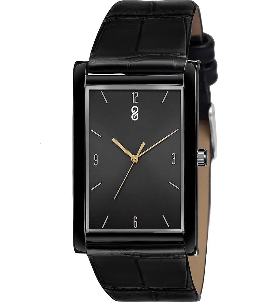 DAVID WILSON Black Leather Analog Men's Watch