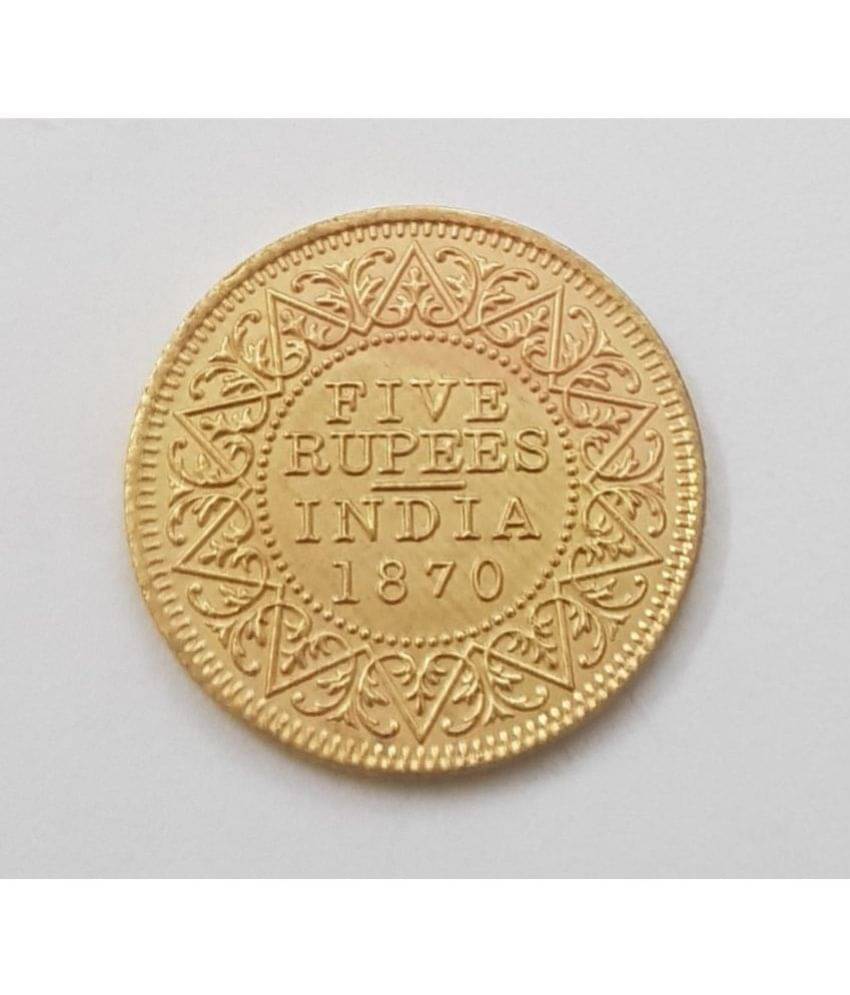 EForest - 5 Rs 1841EIC Victoria Queen Gold Plated 1 Numismatic Coins EForest - 5 Rs 1841EIC Victoria Queen Gold Plated 1 Numismatic Coins