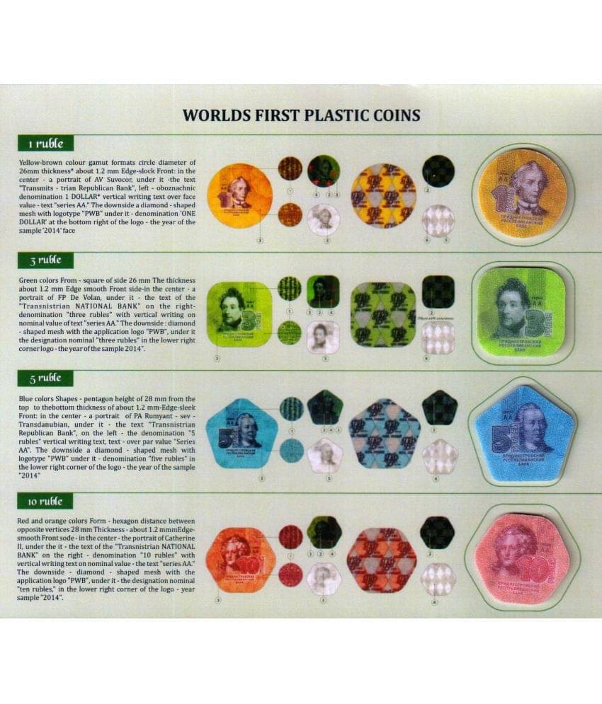 EForest - World 1st Plastic Coin 4 Coins set Ruble 1 Numismatic Coins EForest - World 1st Plastic Coin 4 Coins set Ruble 1 Numismatic Coins