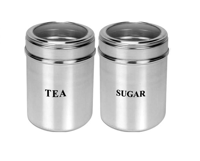 Dynore - Utility Container Steel Silver Tea/Coffee/Sugar Container ( Set of 2 )     			Dynore - Utility Container Steel Silver Tea/Coffee/Sugar Container ( Set of 2 )