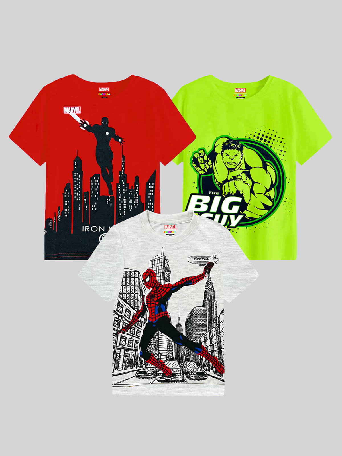     			Kuchipoo Pack of 3 Boys Cotton Blend T-Shirt ( Multi Color )