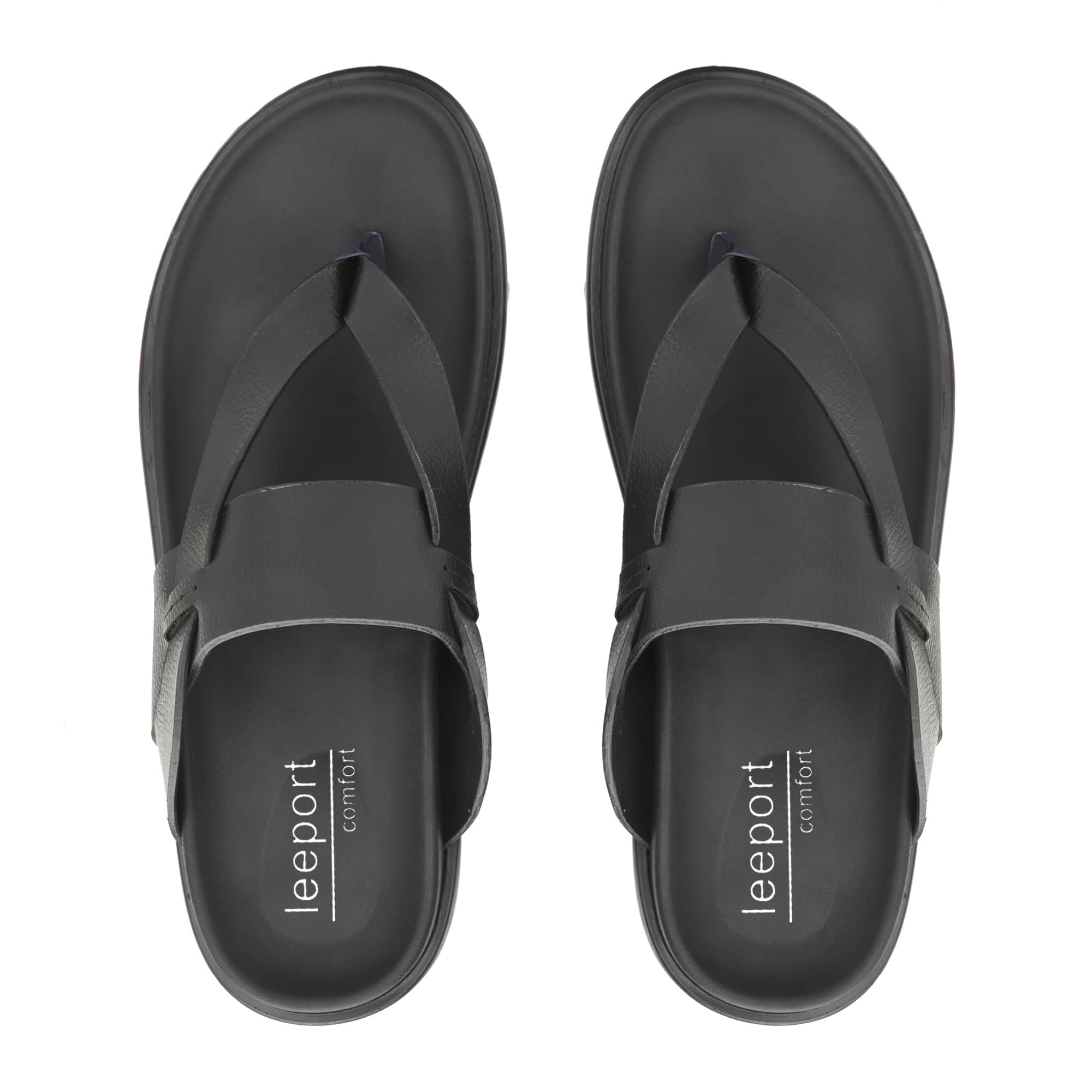 Leeport - Black Men's Leather Slipper