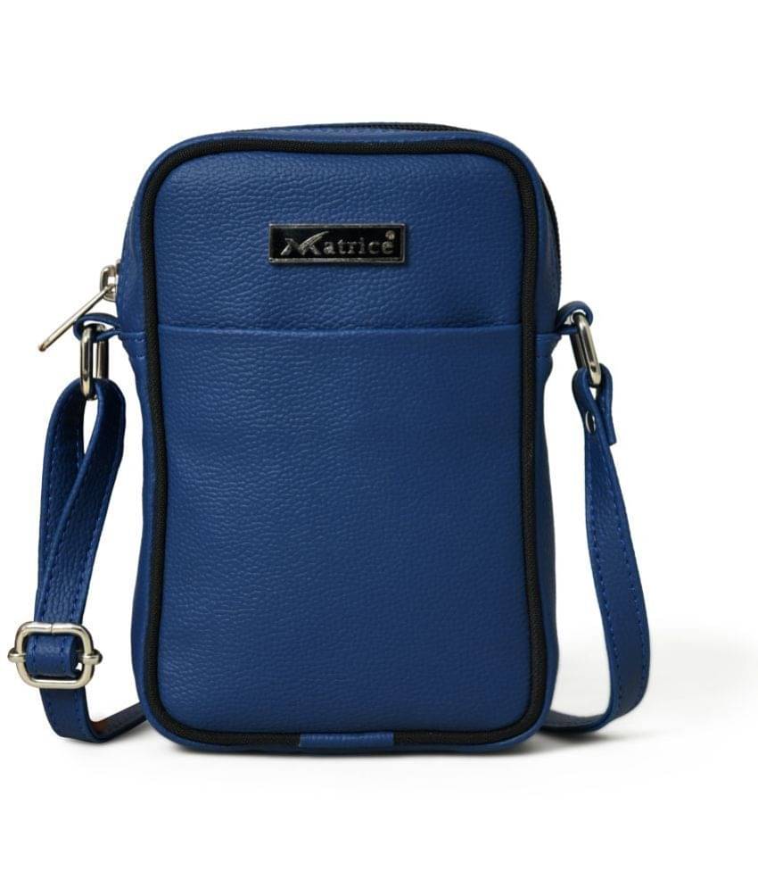     			MATRICE - Blue Textured Messenger Bag