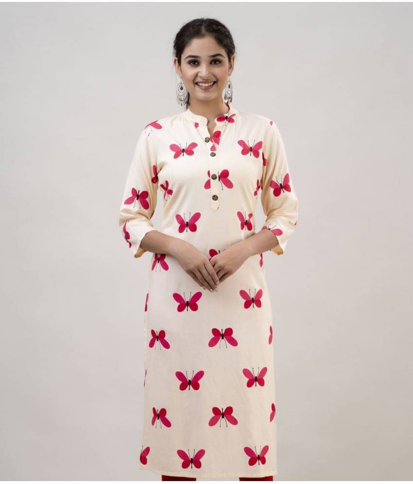MAUKA - Pink Rayon Women's Straight Kurti ( Pack of 1 ) MAUKA - Pink Rayon Women's Straight Kurti ( Pack of 1 )