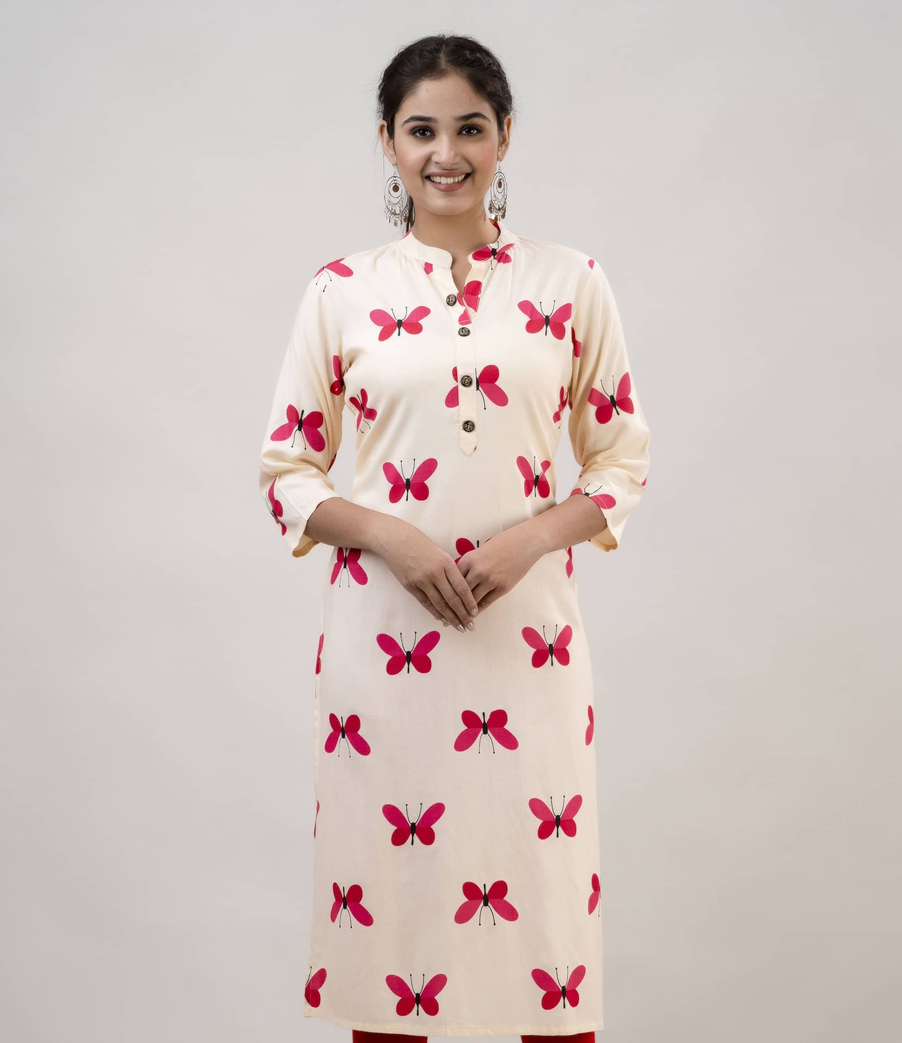 MAUKA - Pink Rayon Women's Straight Kurti ( Pack of 1 ) - Kurtis, Tunics | Buy online on ZillyBuy