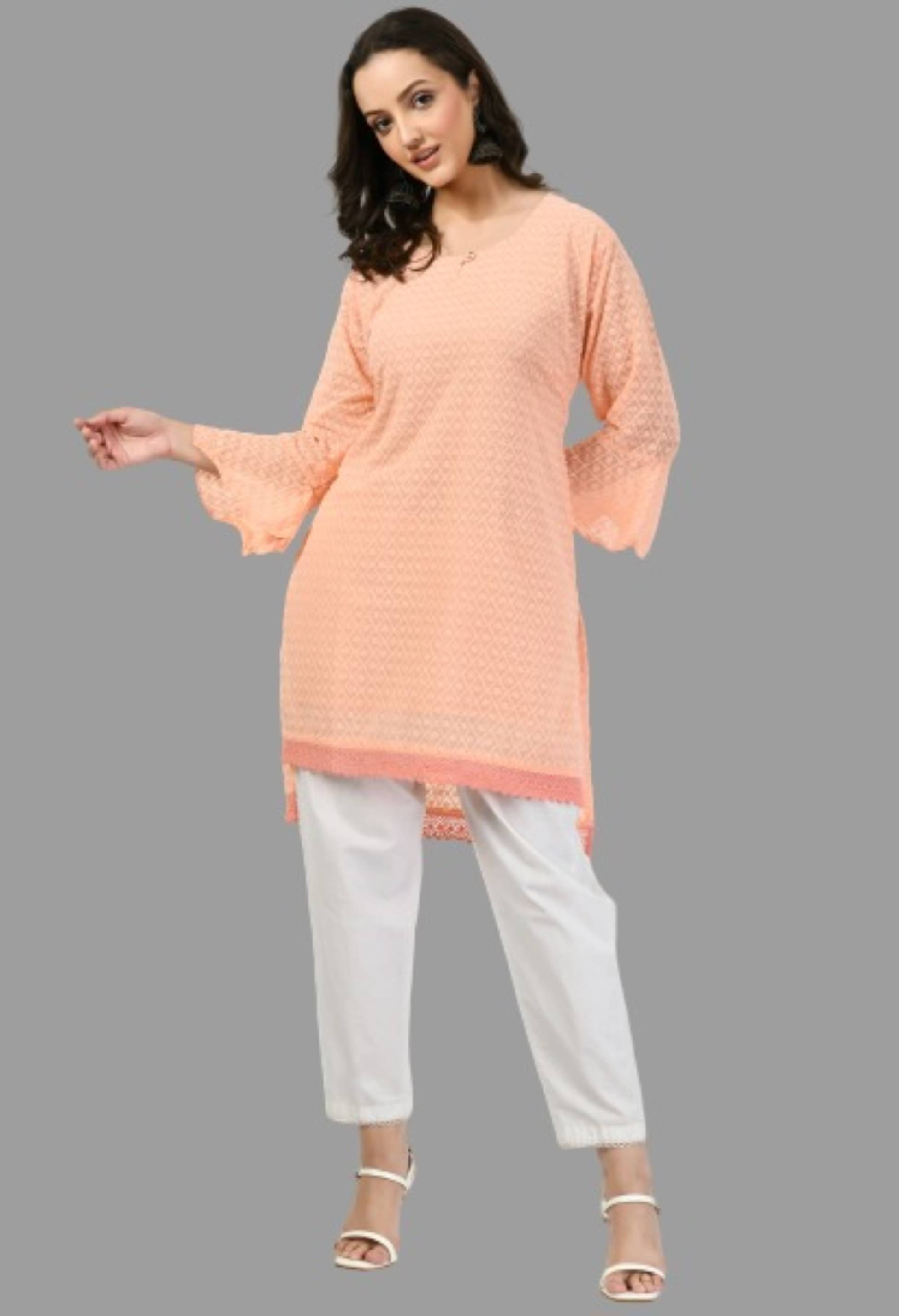 MAURYA Women's Rayon Tunic ( Peach ) MAURYA Women's Rayon Tunic ( Peach )