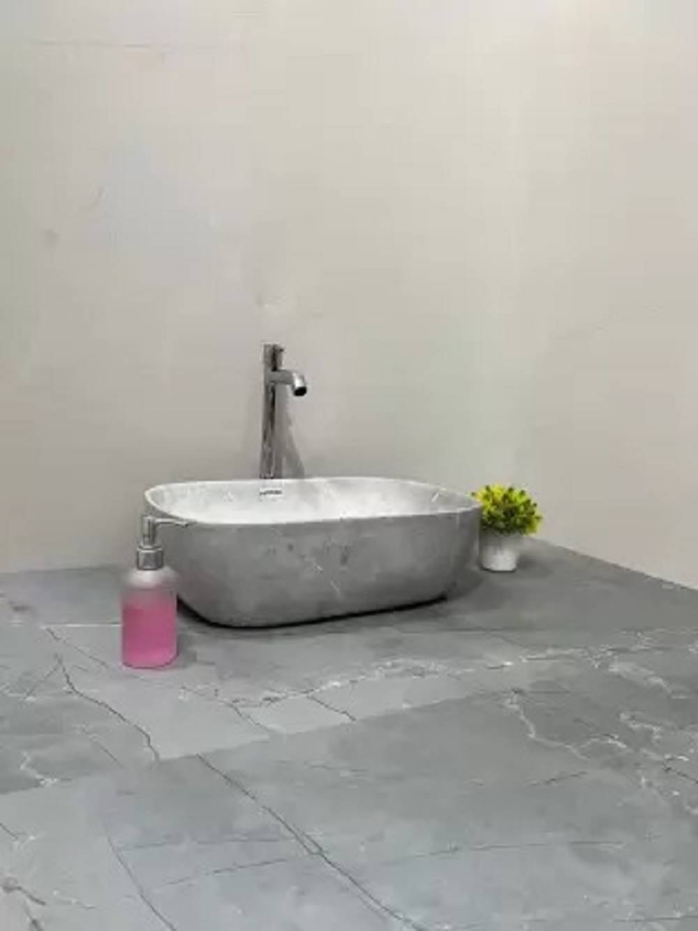     			MITILES Grey Ceramic Over Counter Wash Basins