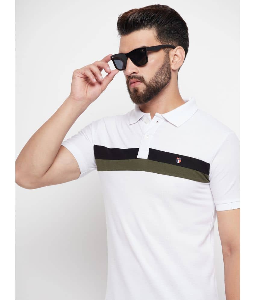 MXN Pack of 1 Cotton Blend Regular Fit Colorblock Half Sleeves Men's Polo T Shirt ( White )