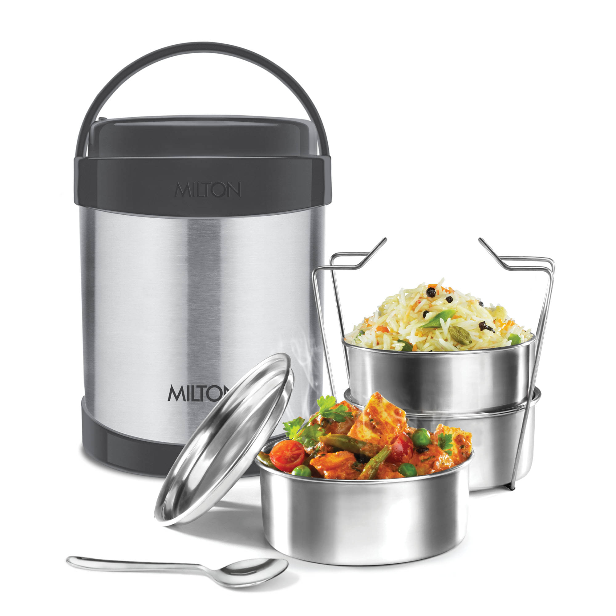     			MILTON Royal 3 Insulated Steel Tiffin Box 1.8 lSteelplain 3 Containers Lunch Box