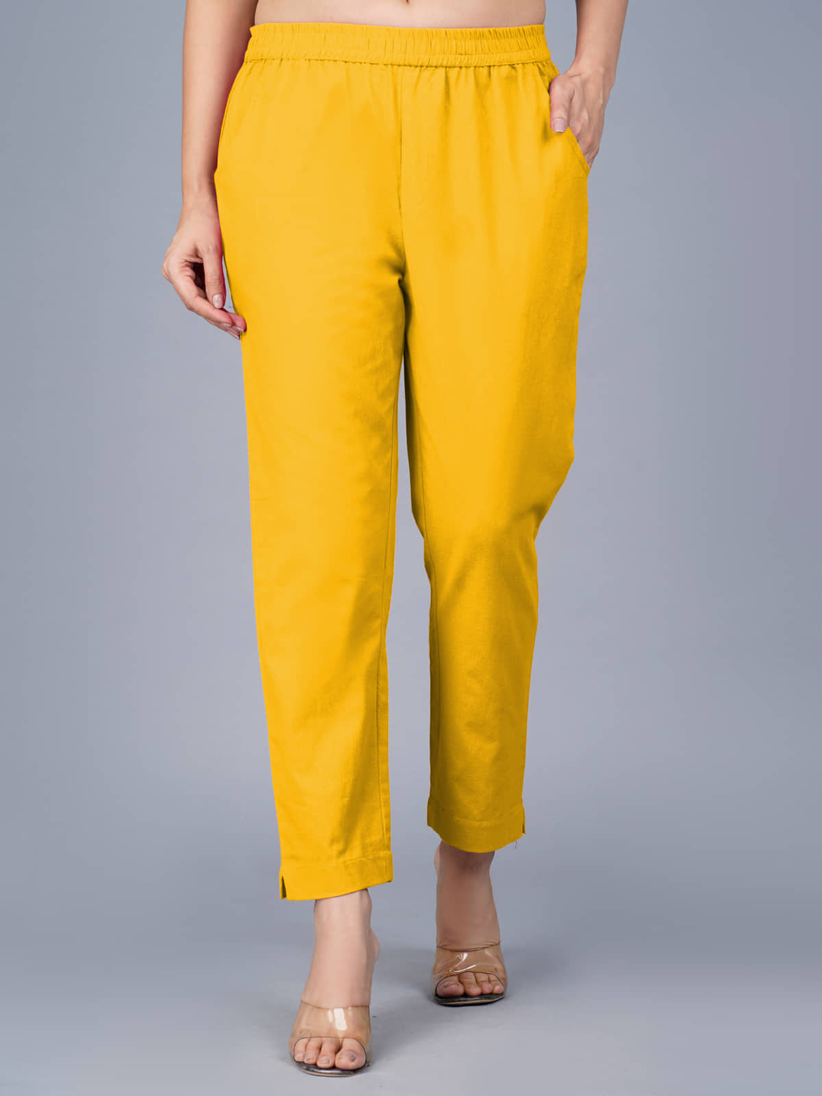 QuaClo - Mustard Cotton Regular Women's Casual Pants ( Pack of 1 ) - Trousers | Buy online on ZillyBuy