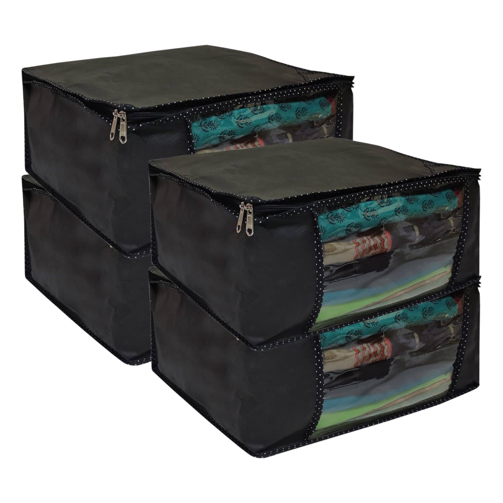 SH NASIMA - Home Storage Cloth Bags, Saree, Suits, Blouse Organiser for Underbed, Almirah (Pack of 4)