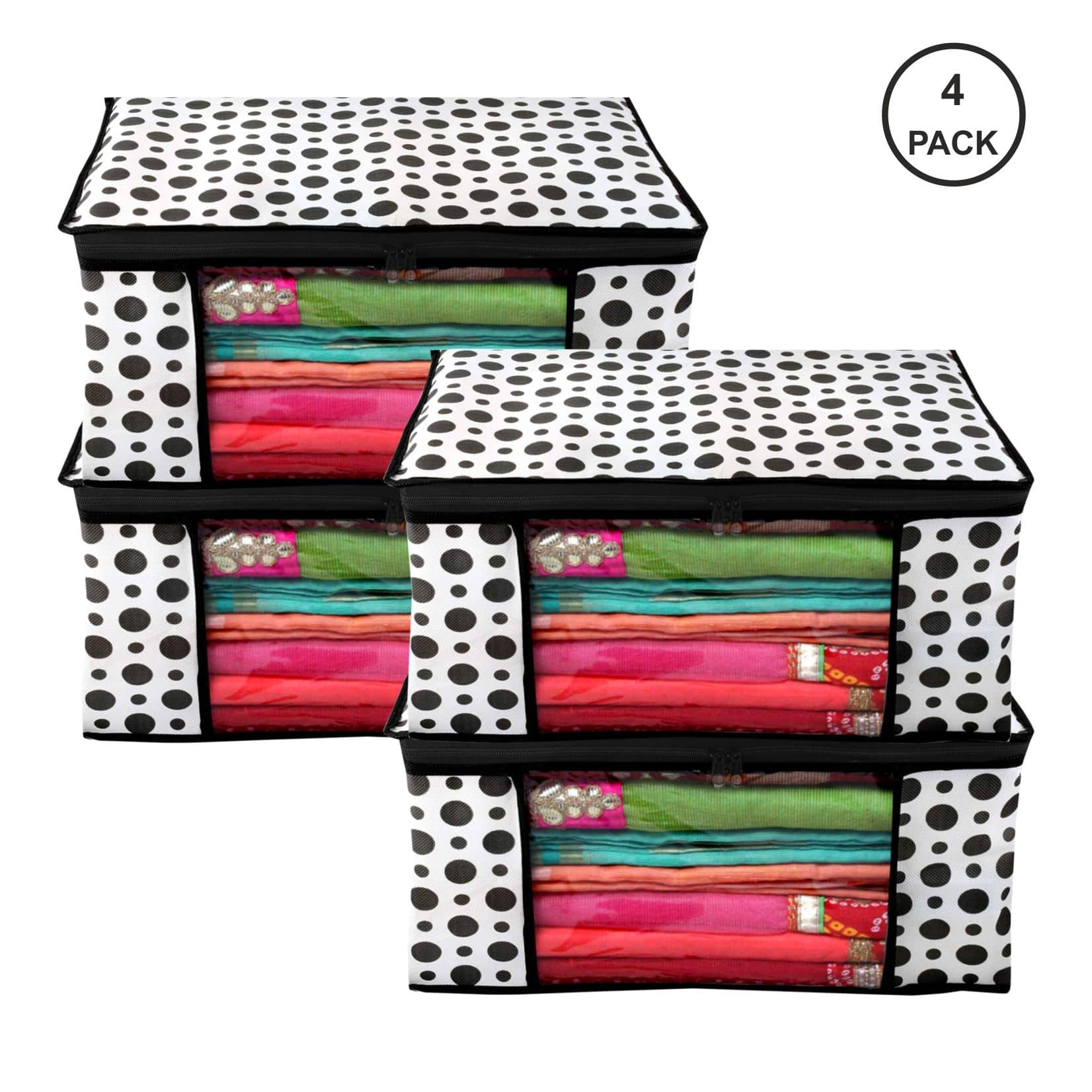 SH. NASIMA - Home Storage Cloth Bags, Saree, Suits, Blouse Organiser for Underbed, Almirah (Pack of 4)
