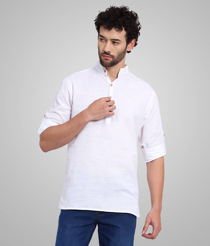 Sabhyalook - White Cotton Men's Shirt Style Kurta ( Pack of 1 ) - Kurtas & Kurta Sets | Buy online on ZillyBuy