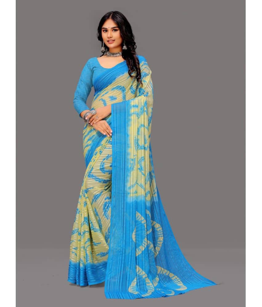 Sanjana Silk Georgette Printed Saree With Unstitched Blouse Piece ( Red ) - Sarees | Buy online on ZillyBuy