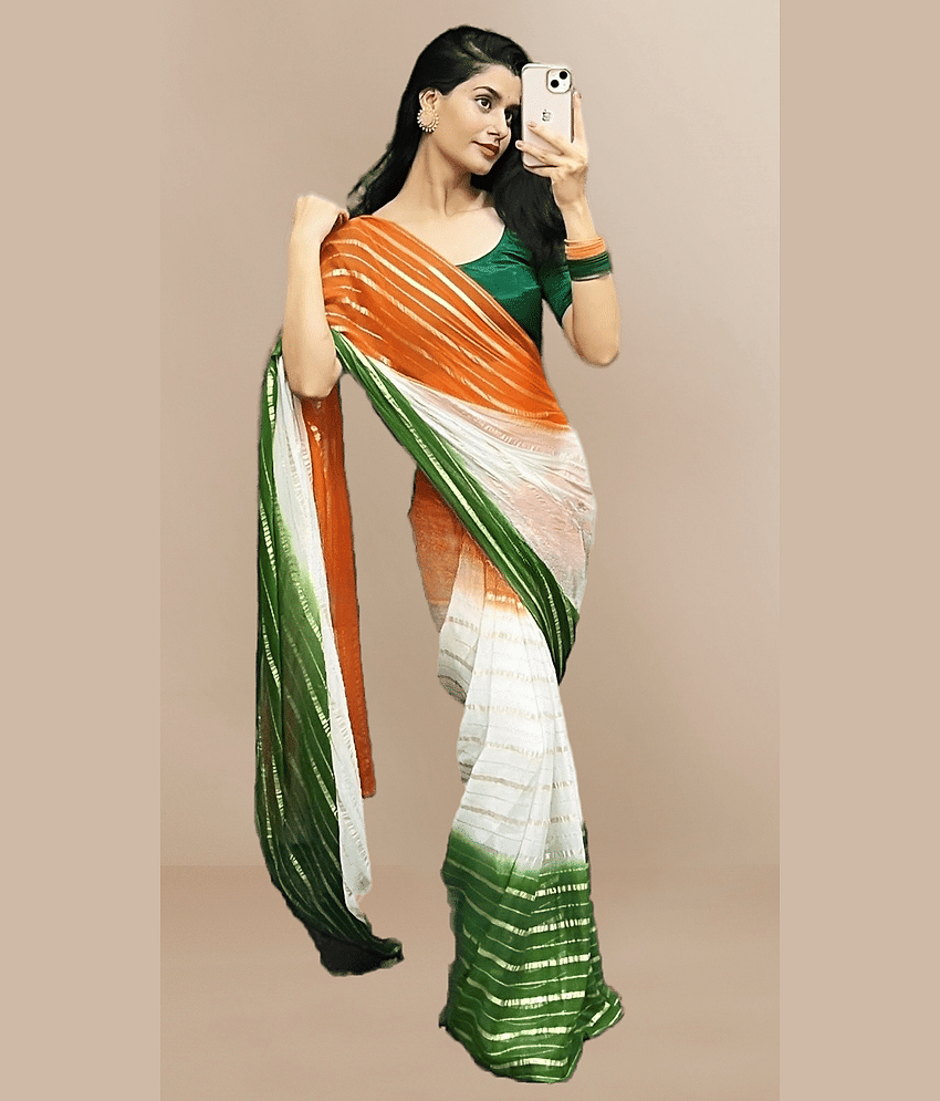 Sidhidata Nylon Printed Saree With Unstitched Blouse Piece ( Multicolour )