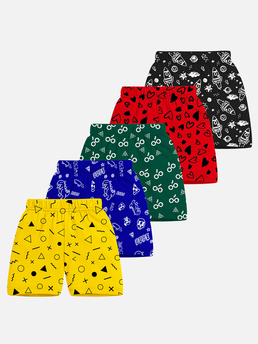 Trampoline Pack of 5 Cotton Shorts For Boys ( Multicolor1 ) - Shorts | Buy online on ZillyBuy