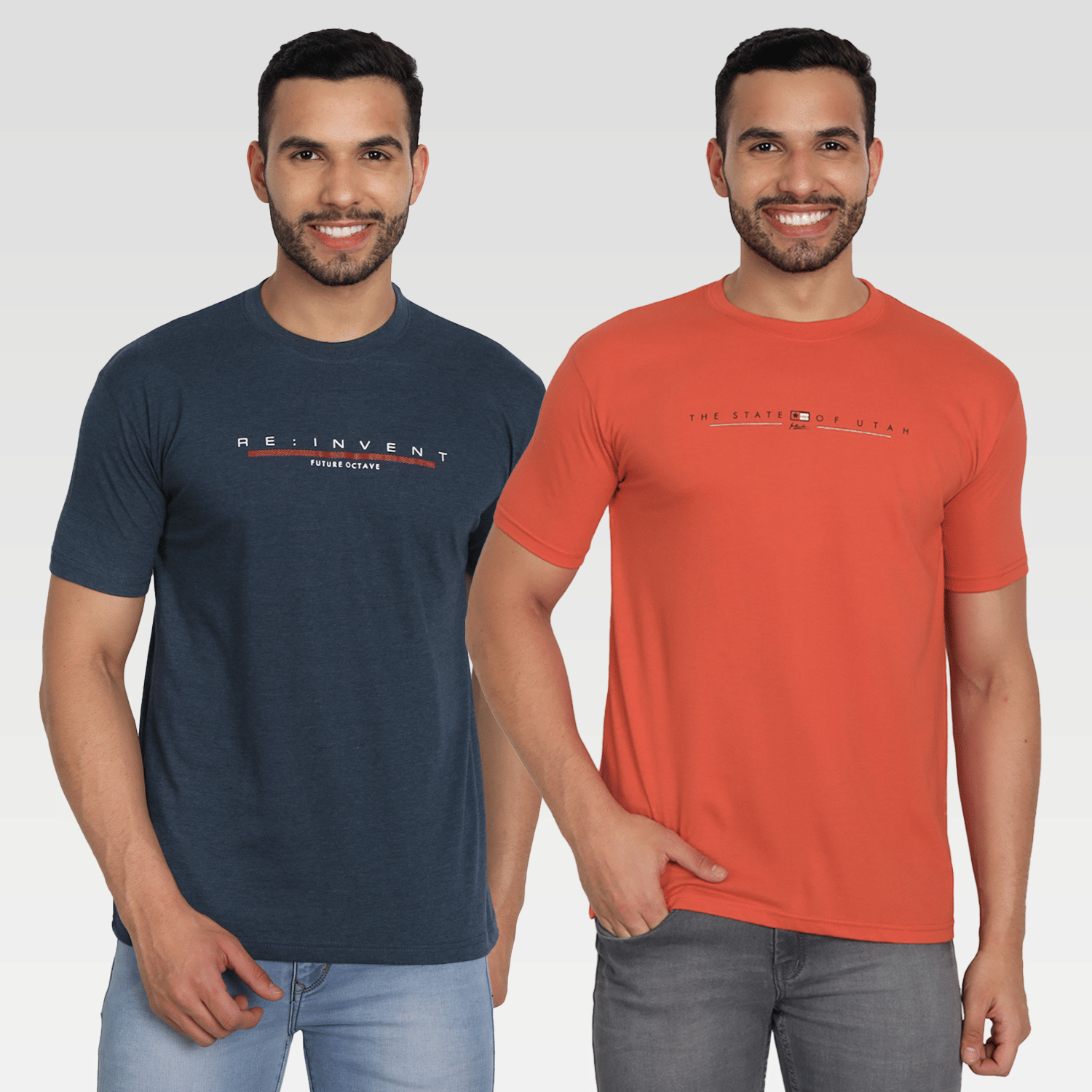 Zeffit Pack of 2 Cotton Blend Regular Fit Men's T-Shirt ( Multicolor ) Zeffit Pack of 2 Cotton Blend Regular Fit Men's T-Shirt ( Multicolor )