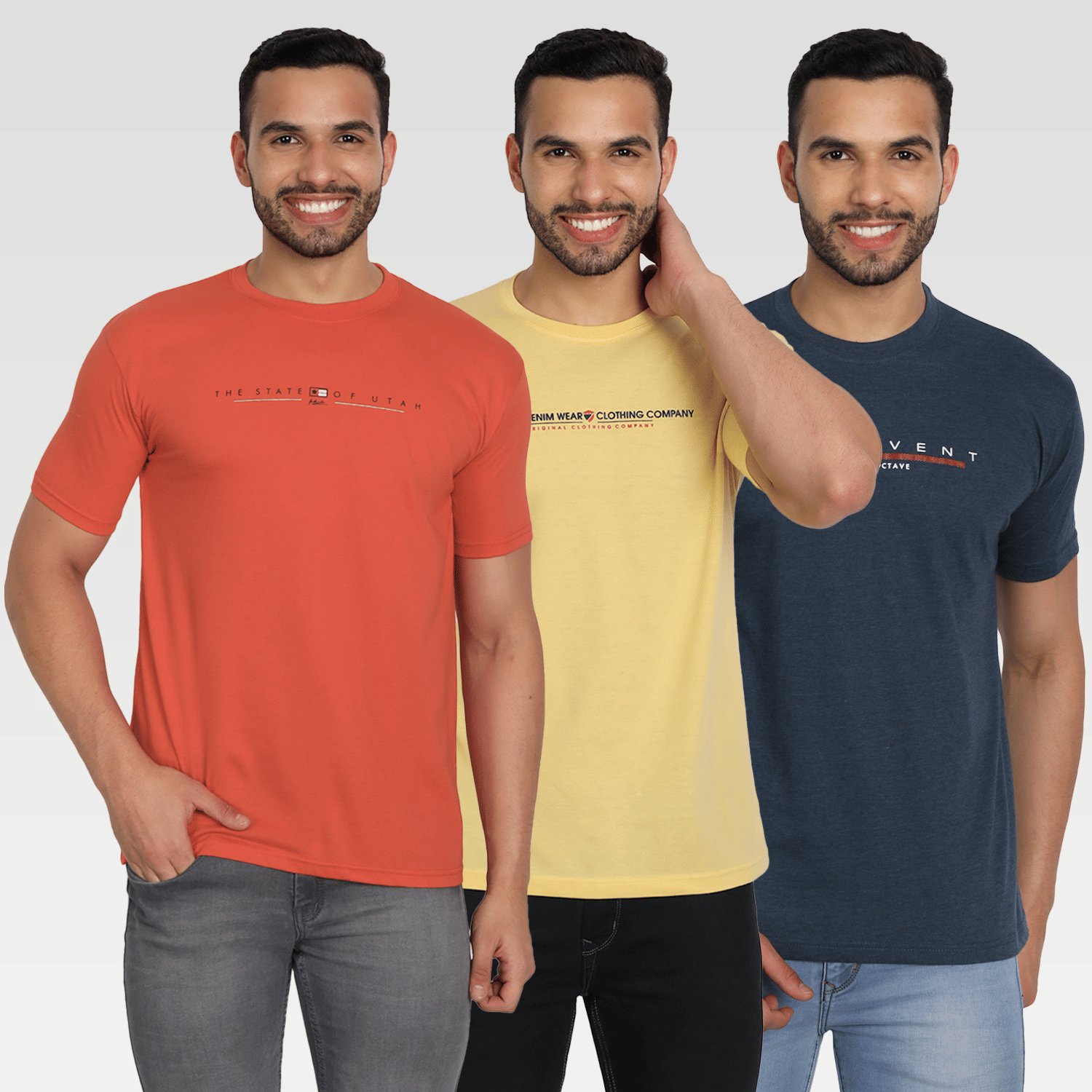 Zeffit Pack of 3 Cotton Blend Regular Fit Men's T-Shirt ( Multicolor ) Zeffit Pack of 3 Cotton Blend Regular Fit Men's T-Shirt ( Multicolor )