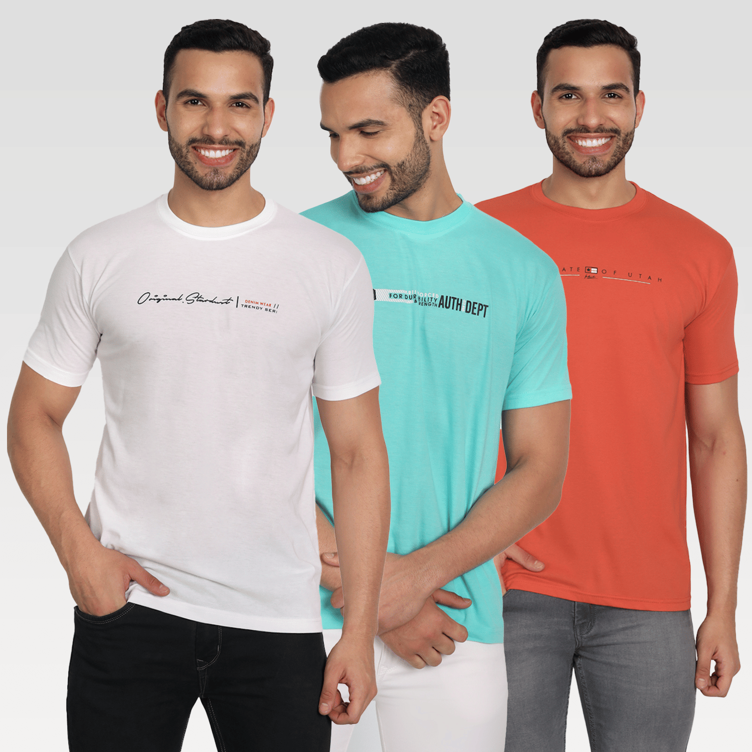 Zeffit Pack of 3 Cotton Blend Regular Fit Men's T-Shirt ( Multicolor )