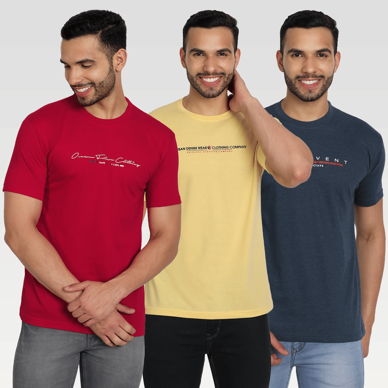 Zeffit Pack of 3 Cotton Blend Regular Fit Men's T-Shirt ( Multicolor )