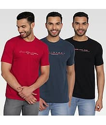 Zeffit Pack of 3 Cotton Blend Regular Fit Men's T-Shirt ( Multicolor )