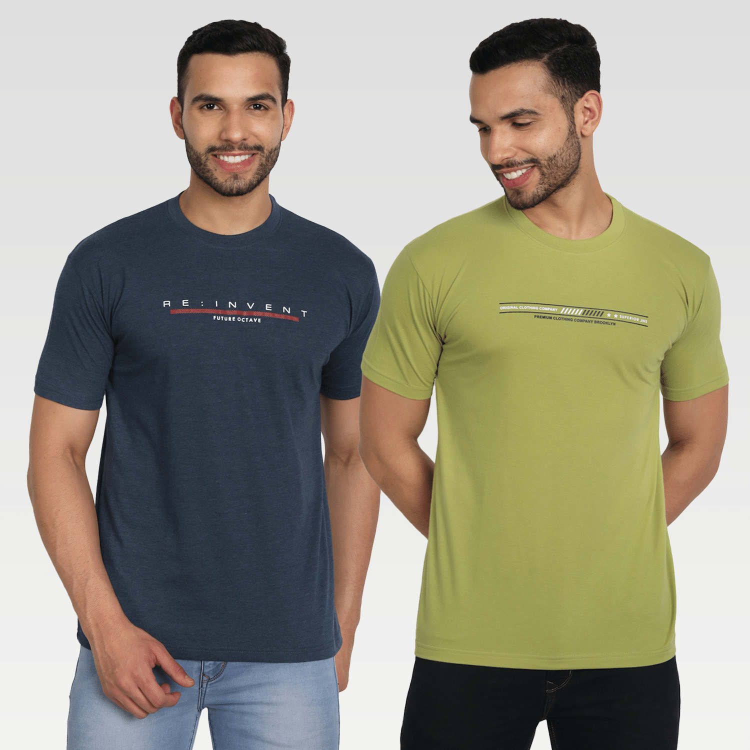     			Zeffit Pack of 2 Cotton Blend Regular Fit Men's T-Shirt ( Multicolor )