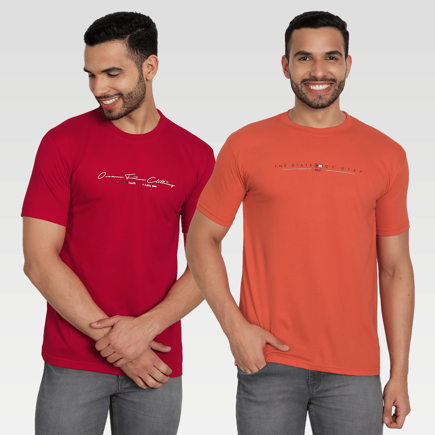 Zeffit Pack of 2 Cotton Blend Regular Fit Men's T-Shirt ( Multicolor )