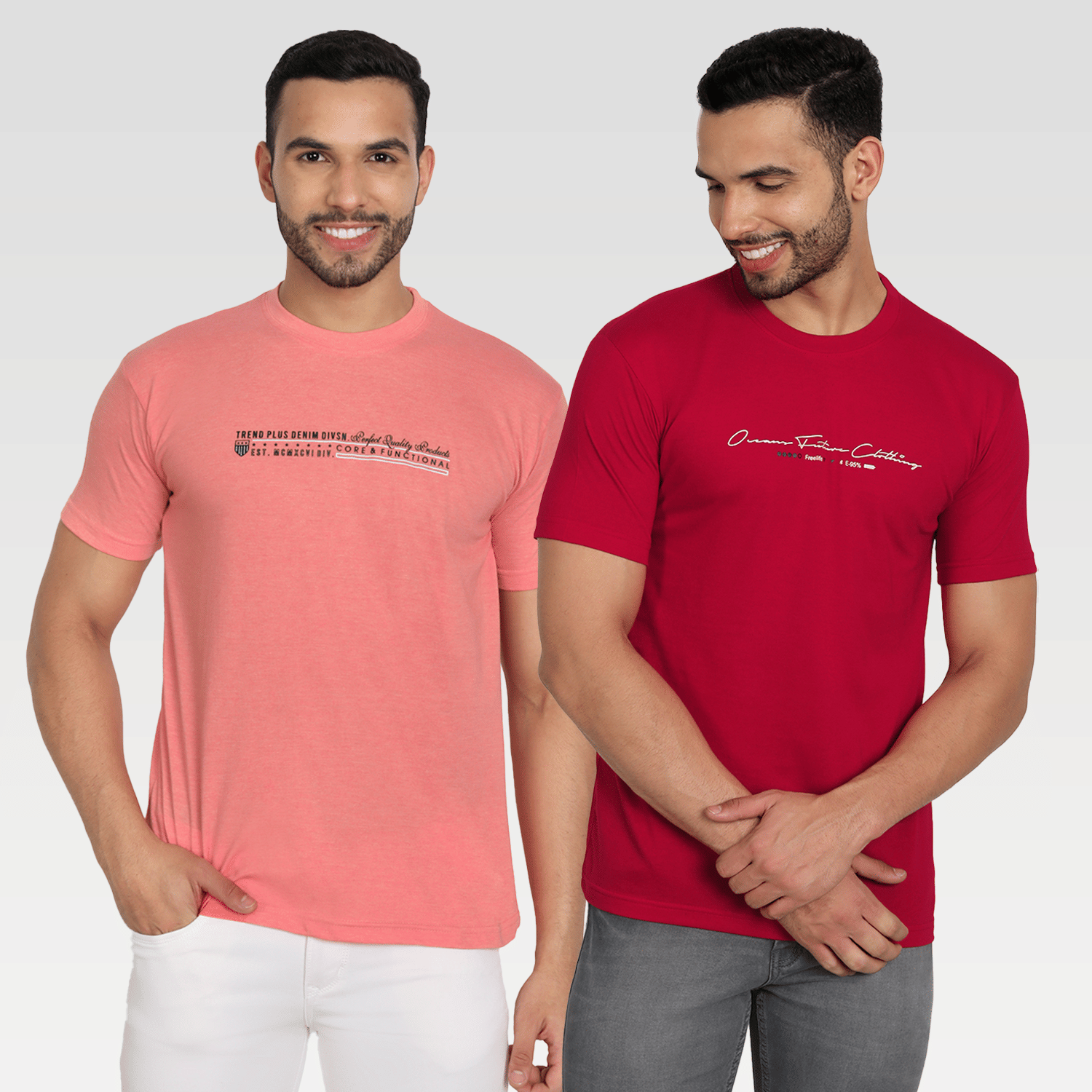 Zeffit Pack of 2 Cotton Blend Regular Fit Men's T-Shirt ( Multicolor )