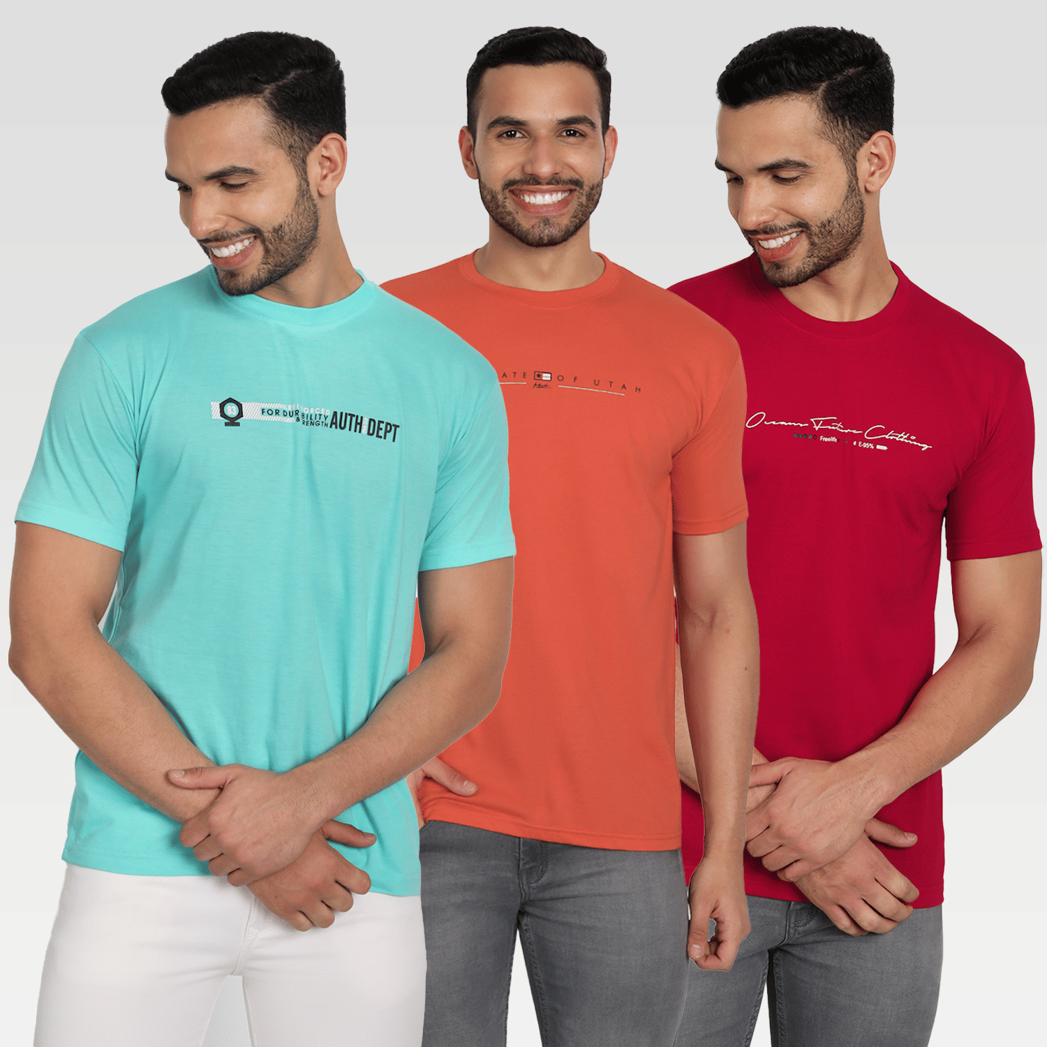 Zeffit Pack of 3 Cotton Blend Regular Fit Men's T-Shirt ( Multicolor ) Zeffit Pack of 3 Cotton Blend Regular Fit Men's T-Shirt ( Multicolor )