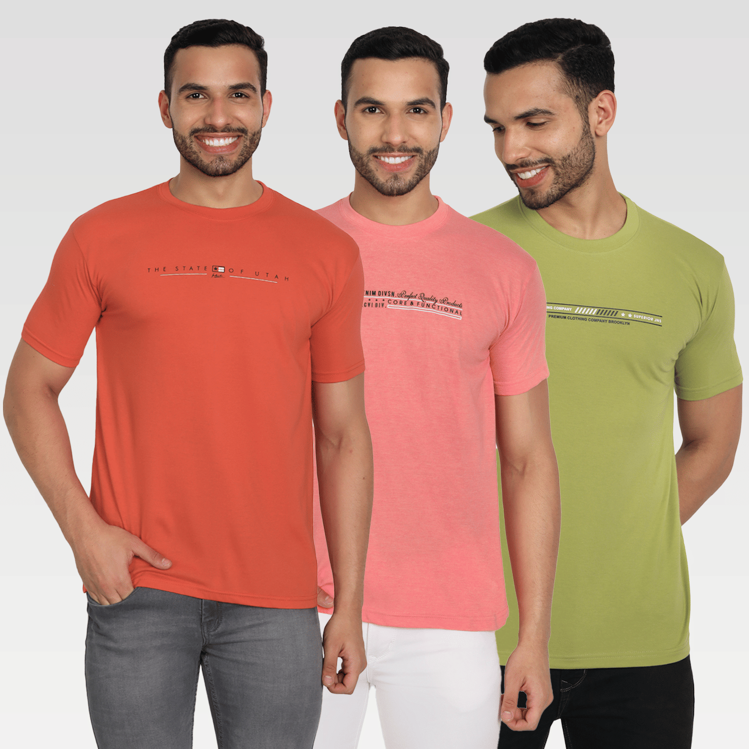 Zeffit Pack of 3 Cotton Blend Regular Fit Men's T-Shirt ( Multicolor ) Zeffit Pack of 3 Cotton Blend Regular Fit Men's T-Shirt ( Multicolor )