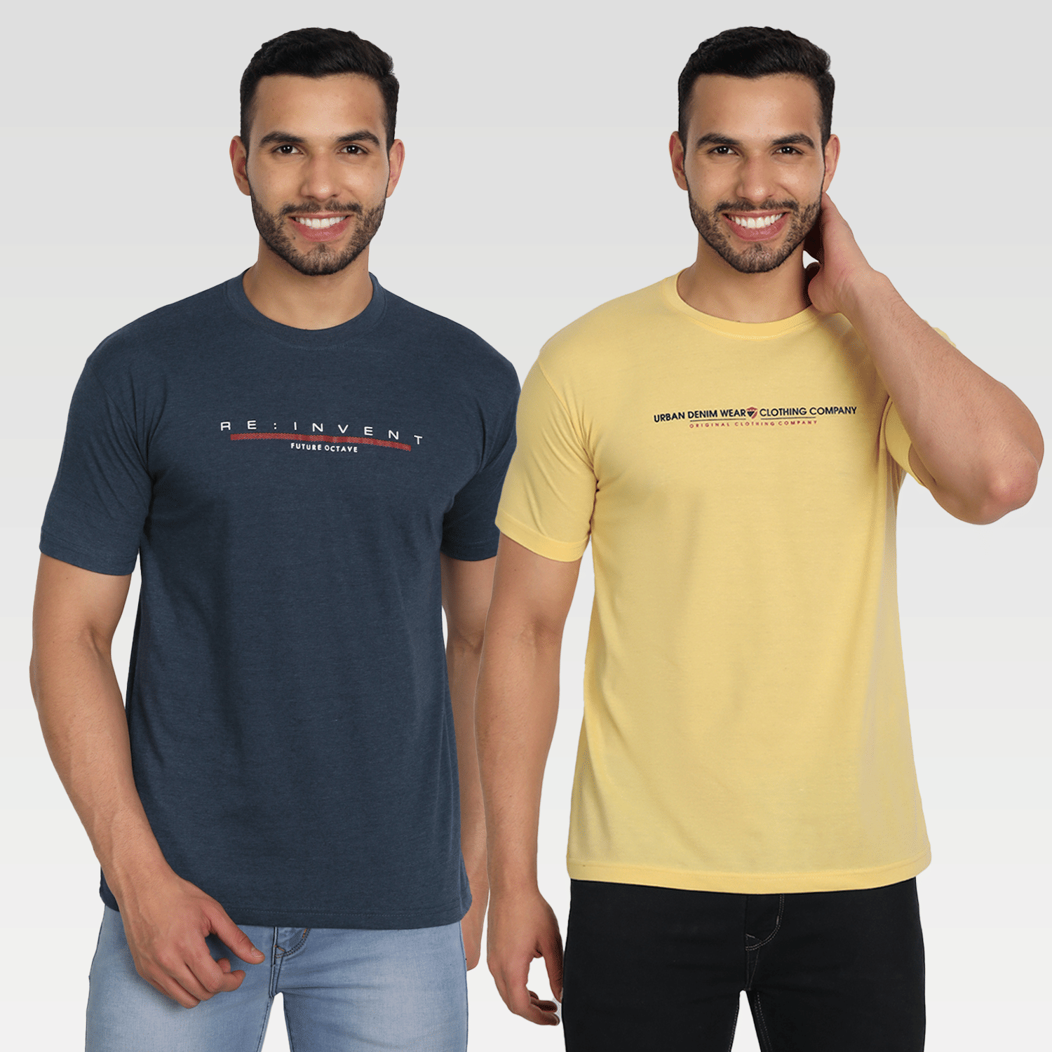 Zeffit Pack of 2 Cotton Blend Regular Fit Men's T-Shirt ( Multicolor )