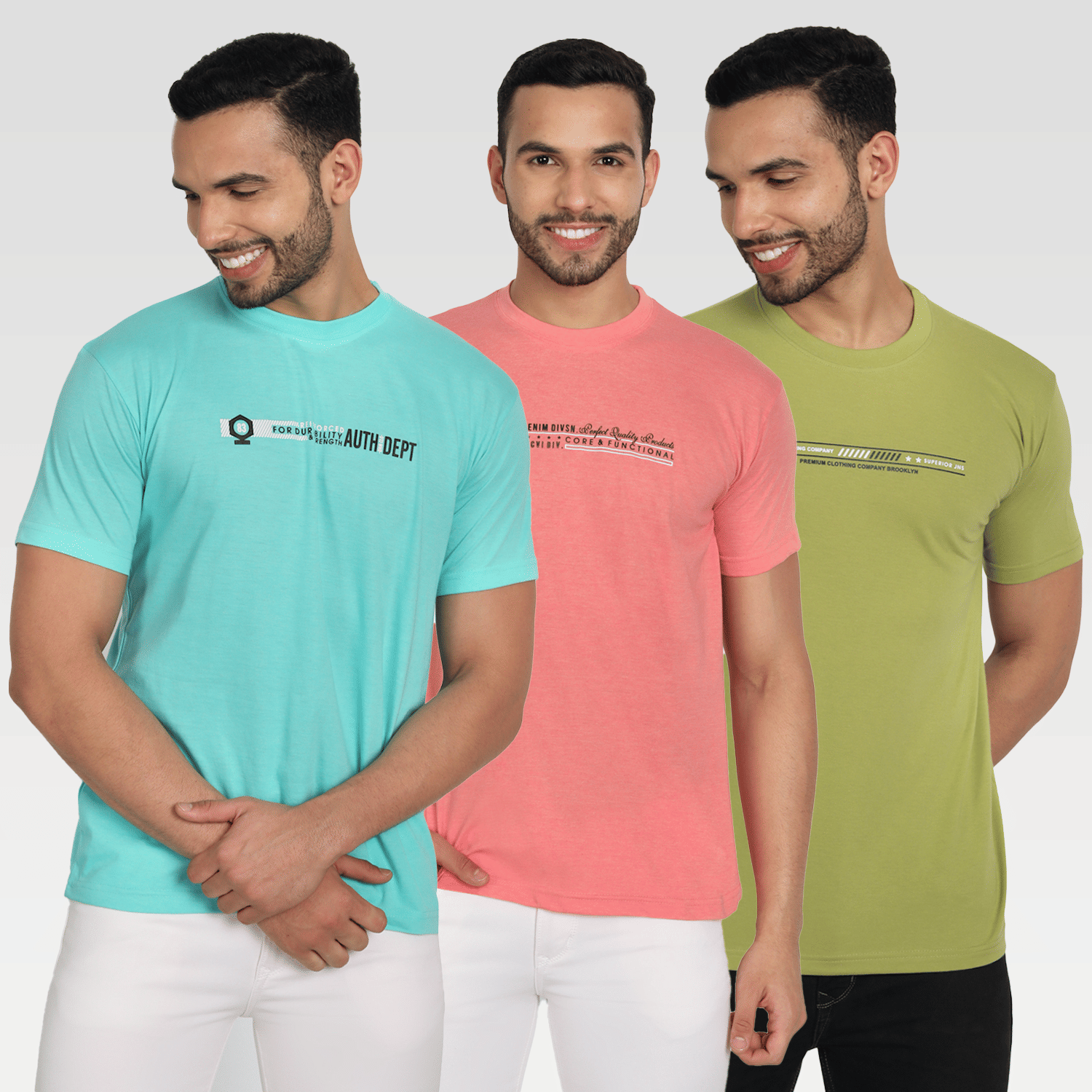 Zeffit Pack of 3 Cotton Blend Regular Fit Men's T-Shirt ( Multicolor )