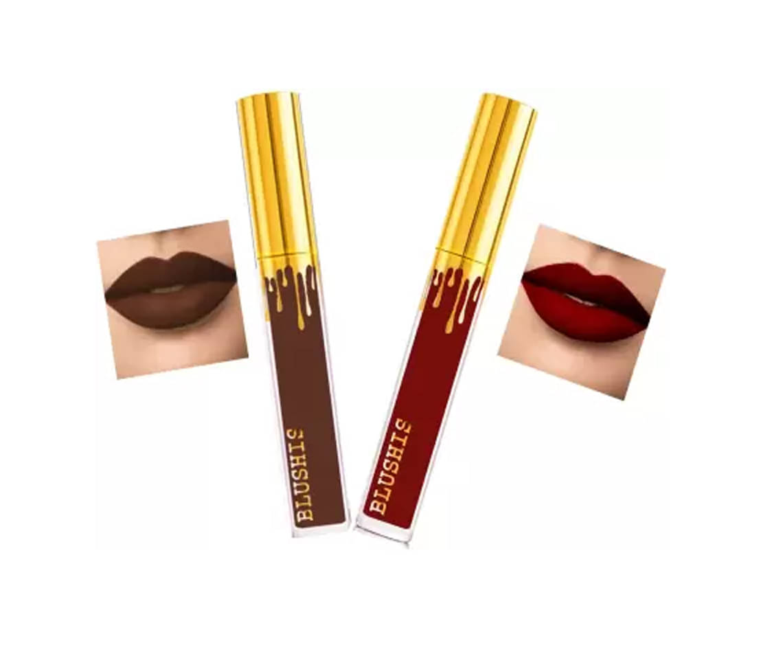 Blushis Non Transfer Smudge Proof Longlasting Sensational Liquid Multicolor Matte Lipstick (Pack of 2) Blushis Non Transfer Smudge Proof Longlasting Sensational Liquid Multicolor Matte Lipstick (Pack of 2)