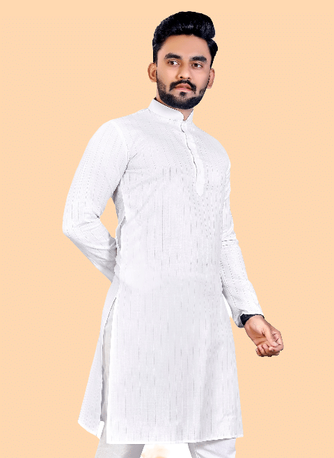 Balaji's - White Cotton Blend Men's Regular Kurta ( Pack of 1 )     			Balaji's - White Cotton Blend Men's Regular Kurta ( Pack of 1 )