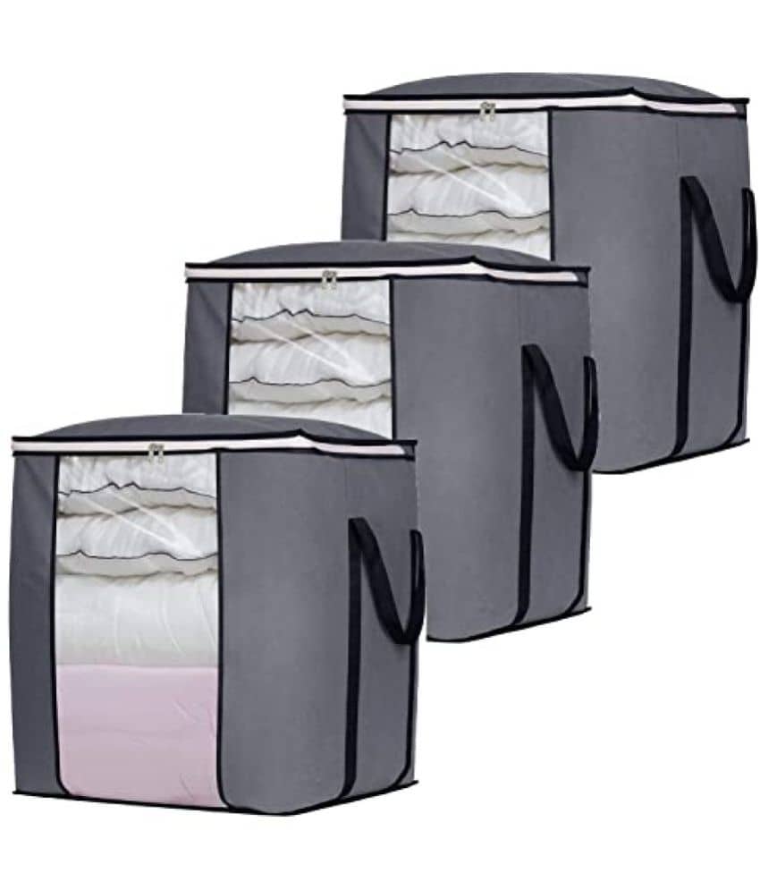 Double R Bags - Grey Fabric Storage Bag & Trunk Pack of 2 - Handbags | Buy online on ZillyBuy