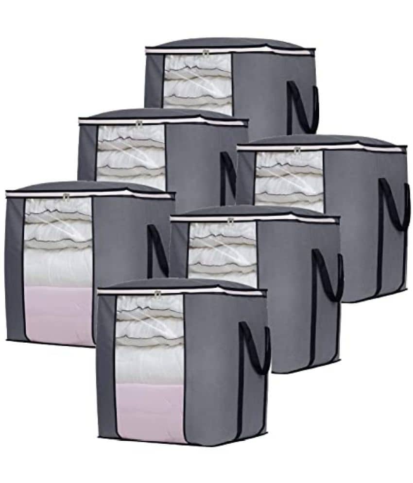 Double R Bags - Grey Fabric Storage Bag & Trunk Pack of 2 - Handbags | Buy online on ZillyBuy