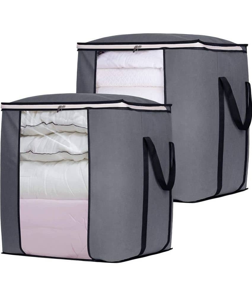 Double R Bags - Grey Fabric Storage Bag & Trunk Pack of 2 - Handbags | Buy online on ZillyBuy