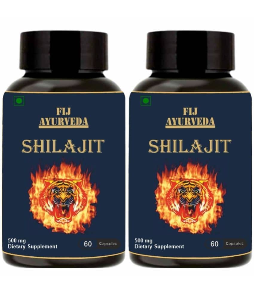 FIJ AYURVEDA Shilajit  Capsule Supports Vigor & Vitality - 500mg 60 Capsules (Pack of 2)