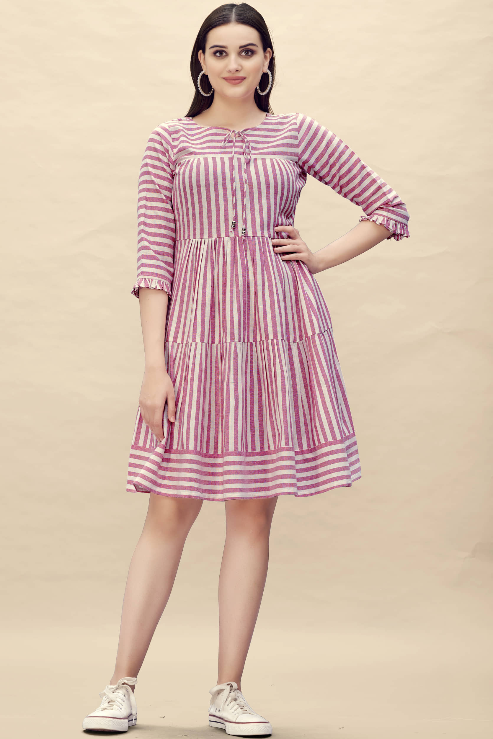Glomee - Pink Cotton Blend Women's A-line Dress ( Pack of 1 )