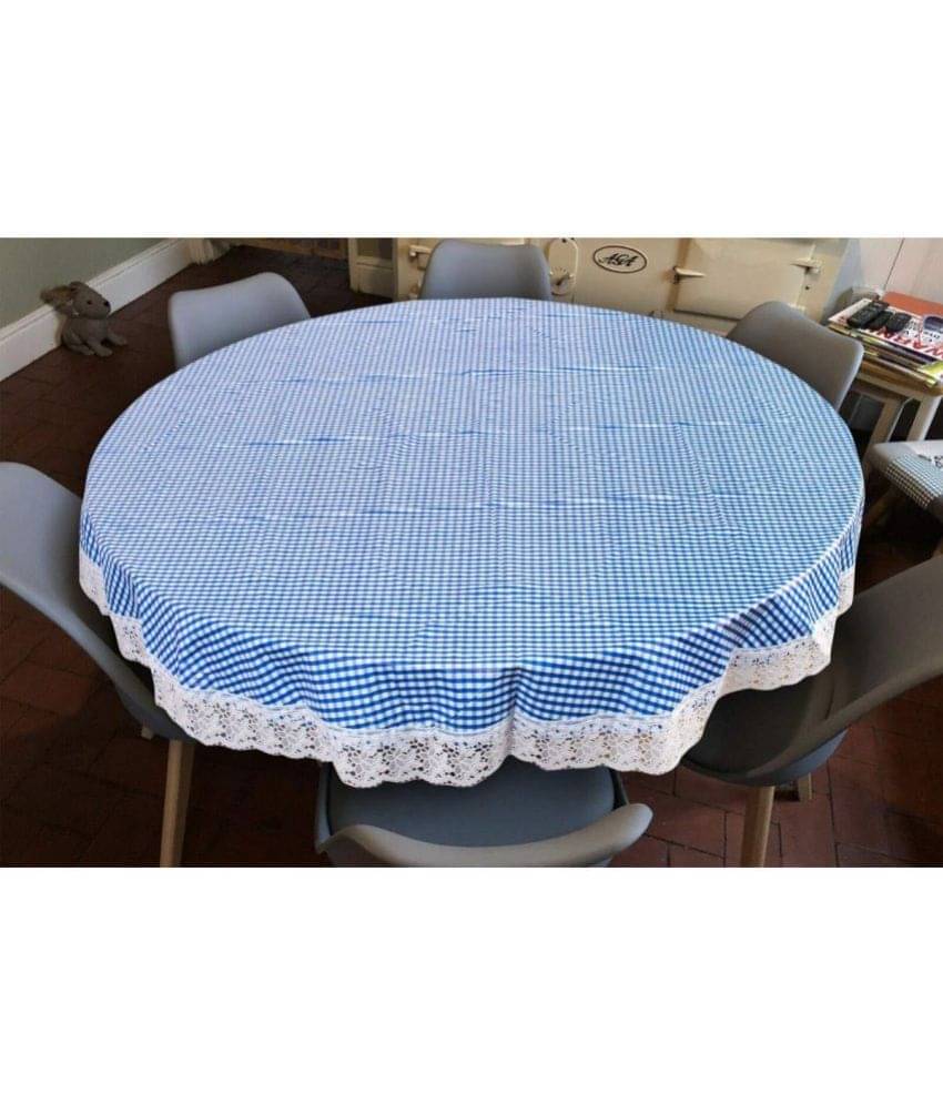 Checks PVC 4 Seater Round Table Cover ( 152 x 152 ) cm Pack of 1 Blue     			Checks PVC 4 Seater Round Table Cover ( 152 x 152 ) cm Pack of 1 Blue