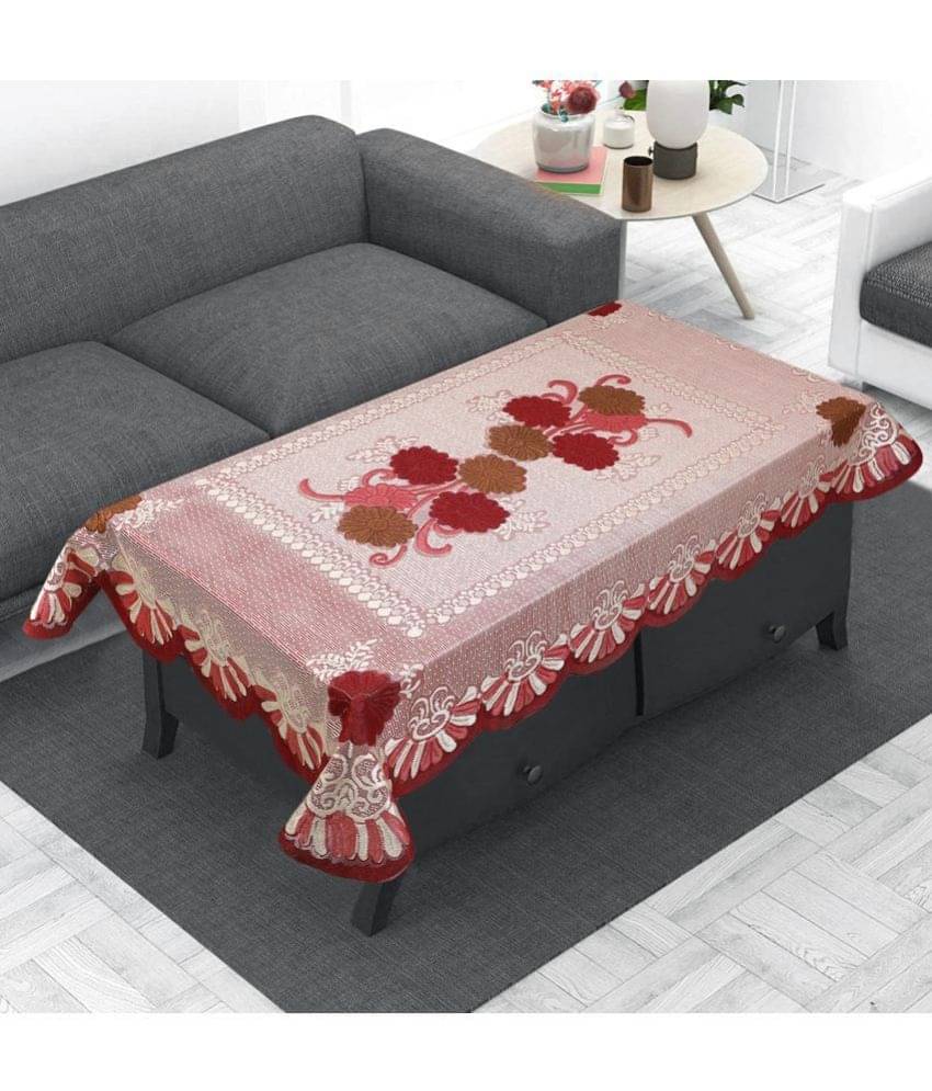     			Self Design Polyester 4 Seater Rectangle Table Cover ( 150 x 96 ) cm Pack of 1 Maroon