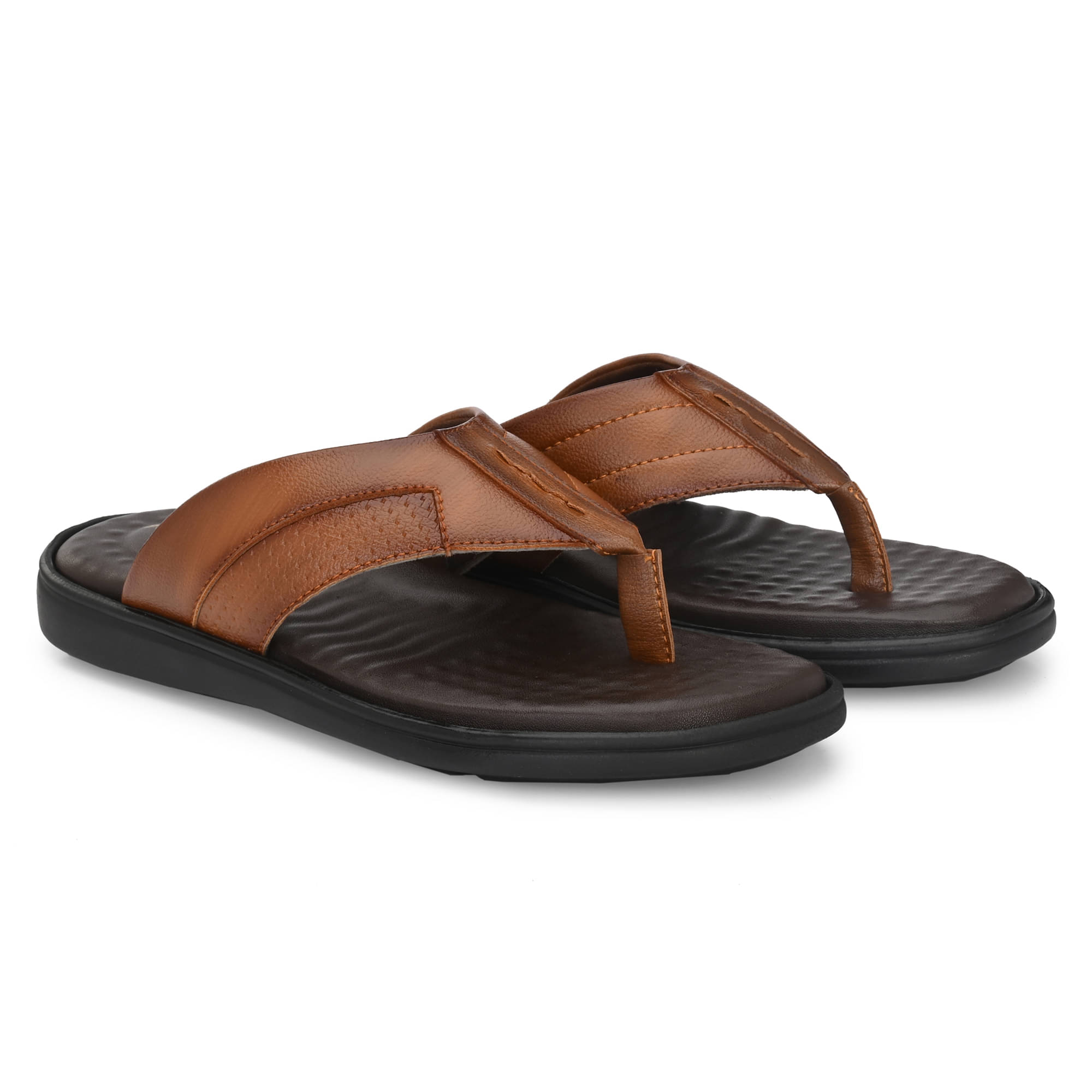     			Leeport Tan Men's Thong Flip Flop