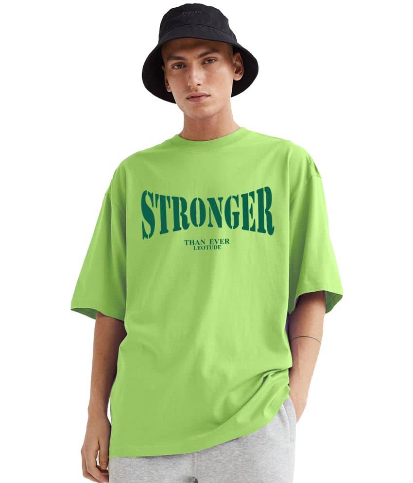 Leotude Pack of 1 Cotton Blend Oversized Fit Men's T-Shirt ( Green )