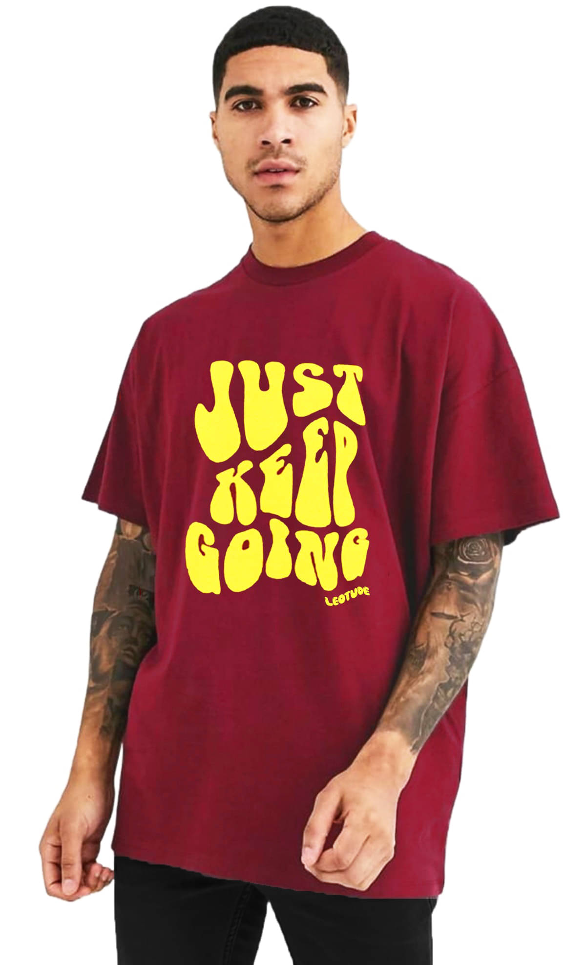     			Leotude Pack of 1 Cotton Blend Oversized Fit Men's T-Shirt ( Maroon )