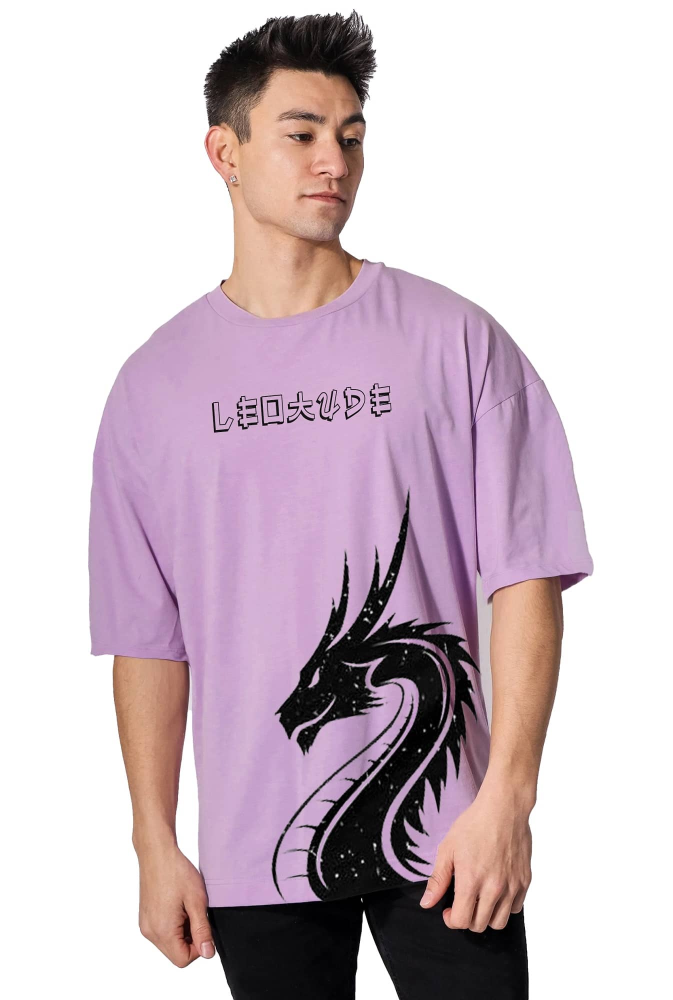 Leotude Pack of 1 Cotton Blend Oversized Fit Men's T-Shirt ( Purple )