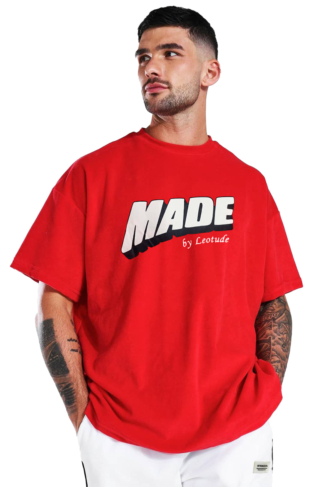 Leotude Pack of 1 Cotton Blend Oversized Fit Men's T-Shirt ( Red )