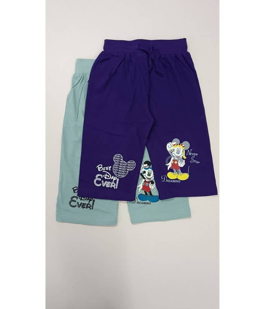 Little Funky Pack of 2 Girls Cotton Capris ( Multicolor )