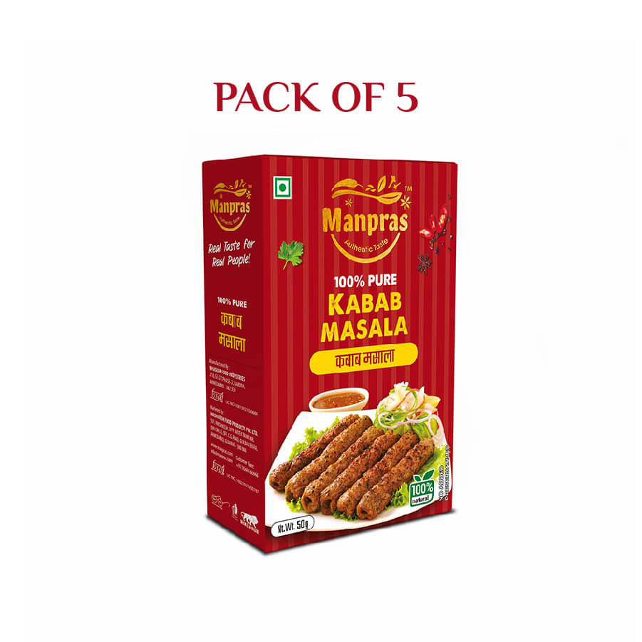     			MANPRAS KABAB MASALA 50GM [ PACK OF 5 ] Masala 50 gm